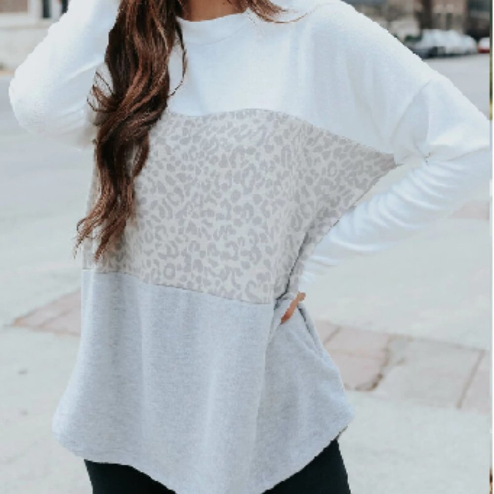 Franne- Womens Color Block Brush Knit Top